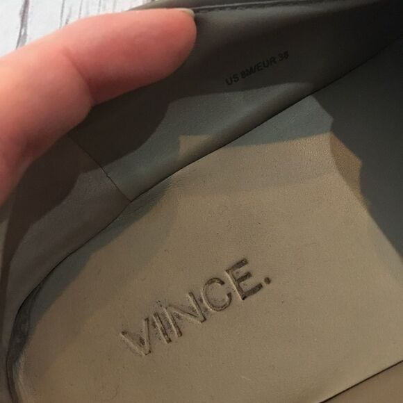 VINCE Gray Perforated Leather Slip On Sneakers - Picture 8 of 8